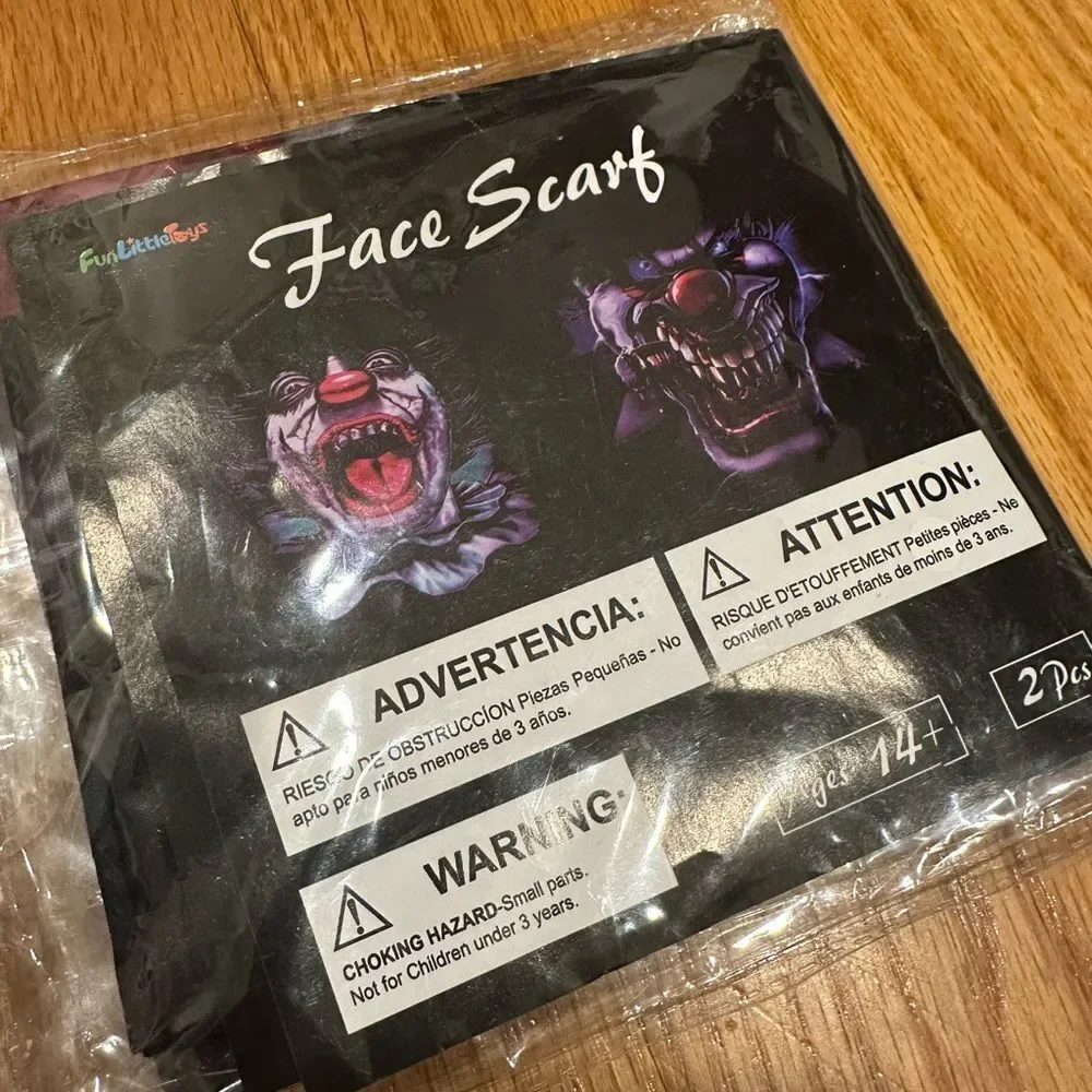 Scary Clown Face Scarfs Gaitor Halloween